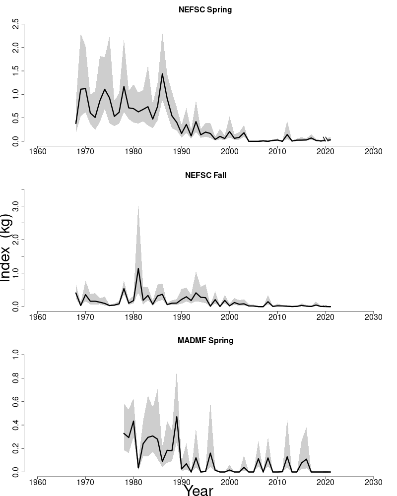 Abundance indices for Atlantic wolffish. 