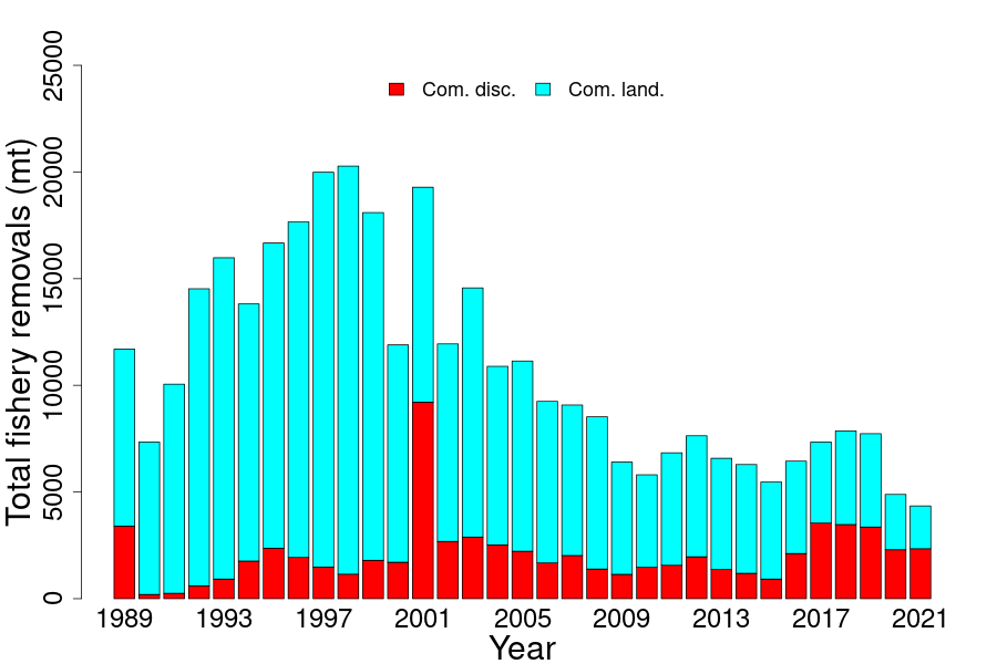 Total catch of Southern monkfish. 